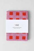 Squares Tea Towel (Warm Red/Lilac)