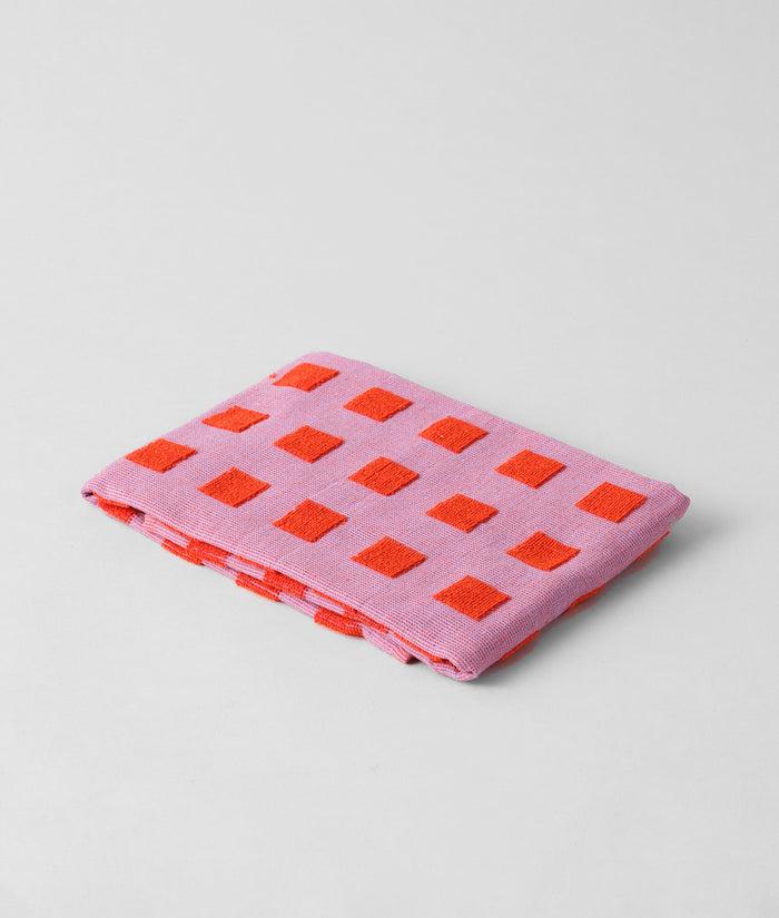 Squares Tea Towel (Warm Red/Lilac)