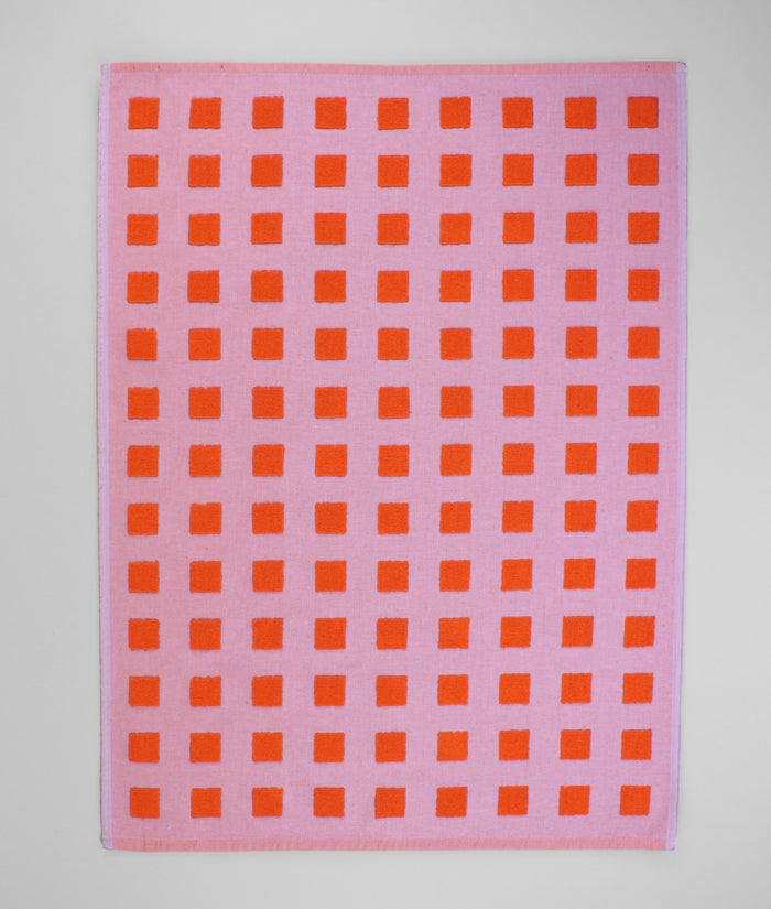 Squares Tea Towel (Warm Red/Lilac)