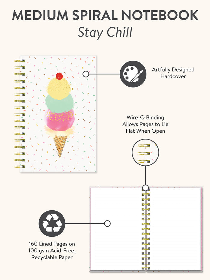 Stay Chill Medium Spiral Notebook