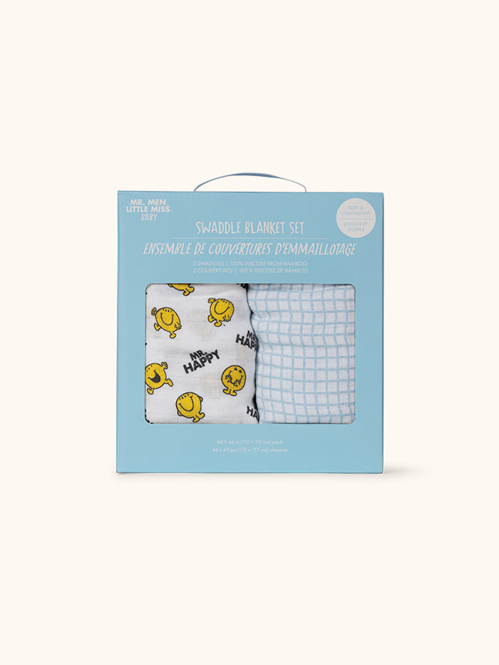 Mr. Happy Swaddle blanket set of two in box