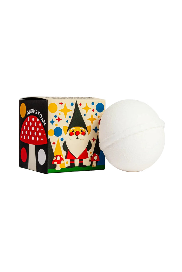 Gnome-themed product packaging with a white sphere on a white background