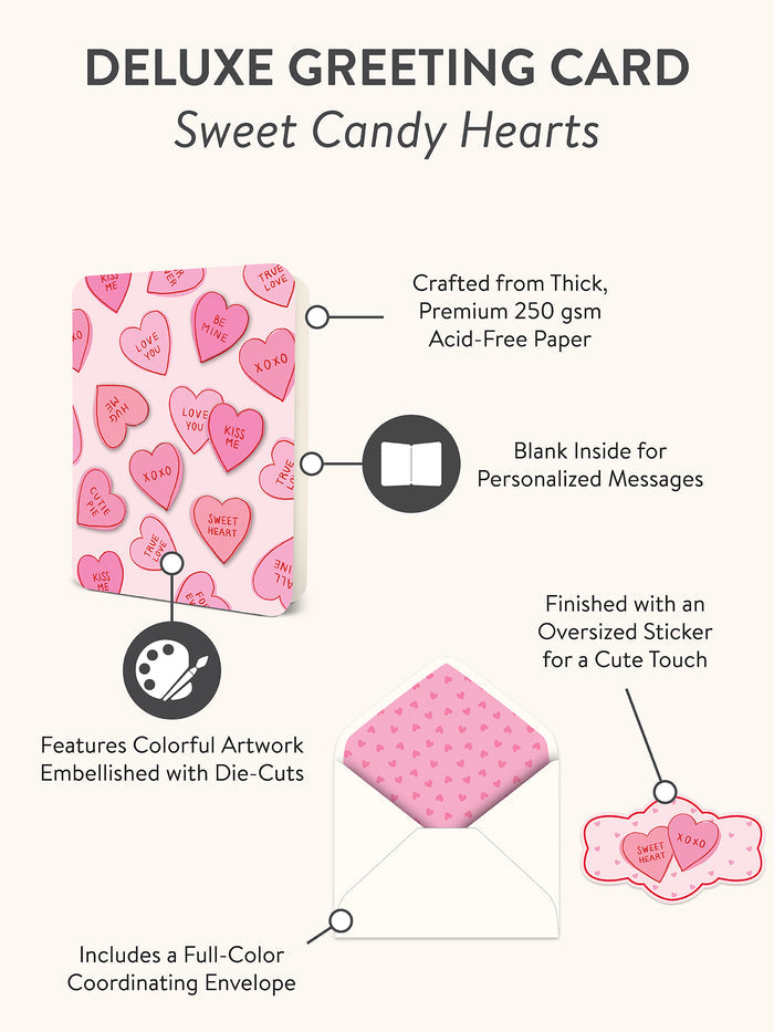 Sweet Candy Hearts Deluxe Greeting Card
