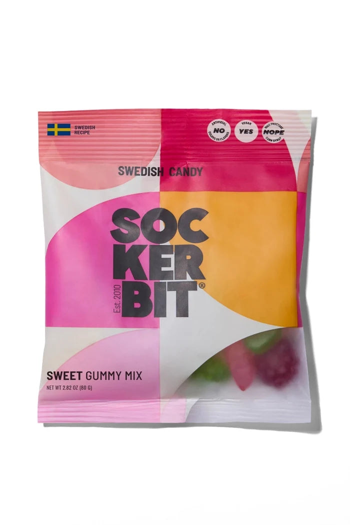 Sockerbit sweet gummy mix packaging on a white background