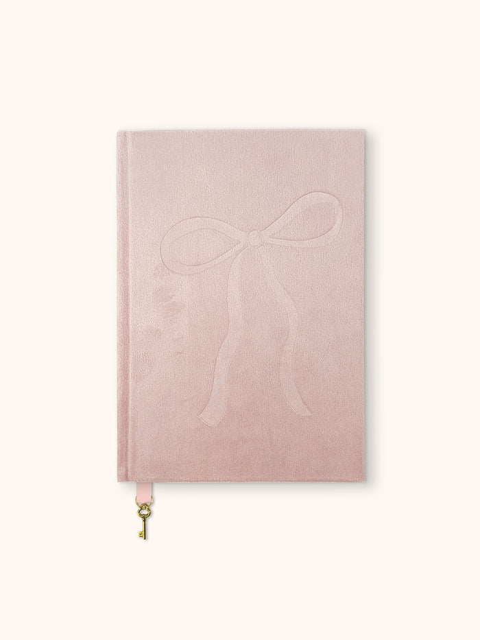 Sweetheart Pink Bow Olivia Velvet A5 Journal