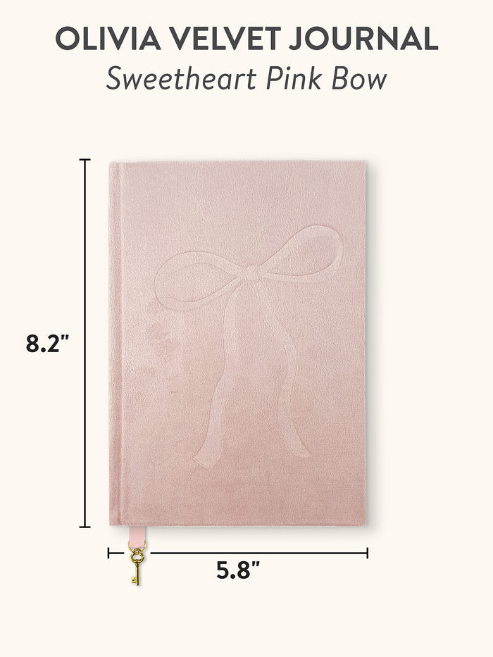 Sweetheart Pink Bow Olivia Velvet A5 Journal
