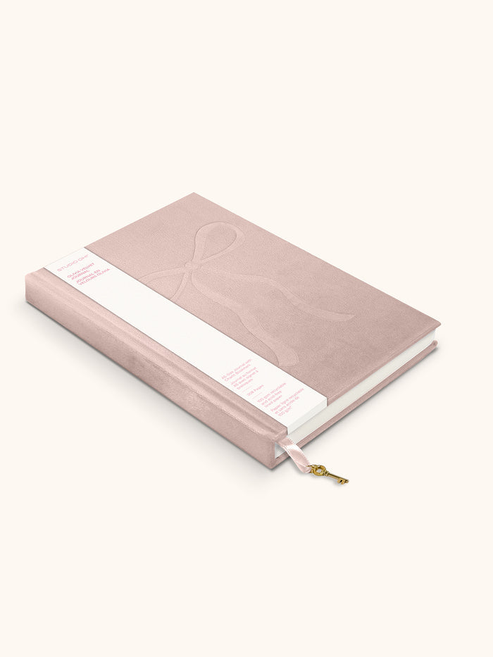 Sweetheart Pink Bow Olivia Velvet A5 Journal