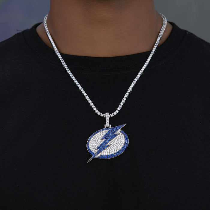 Tampa Bay Lightning Official NHL Logo Pendant in White Gold