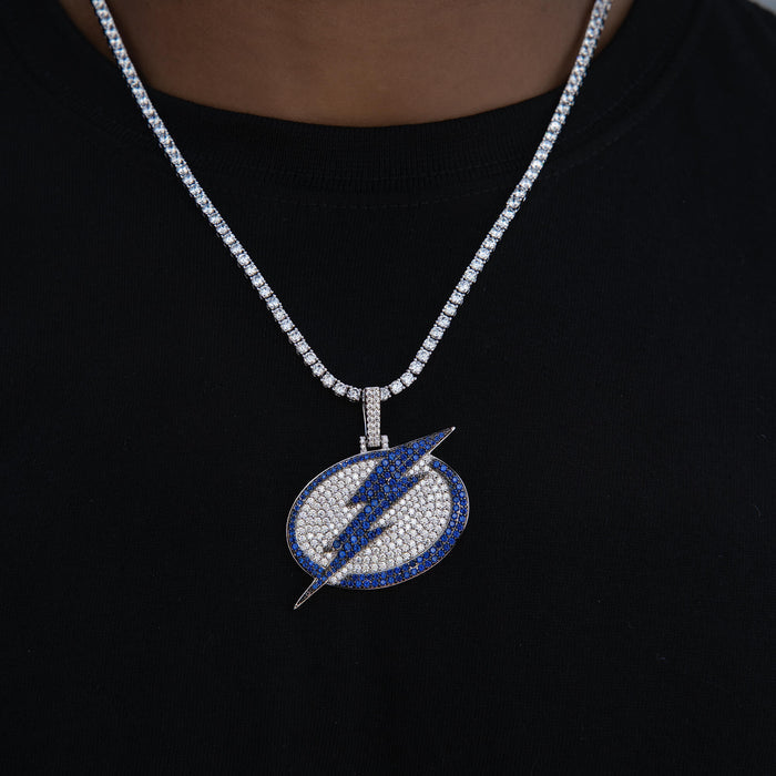 Tampa Bay Lightning Official NHL Logo Pendant in White Gold