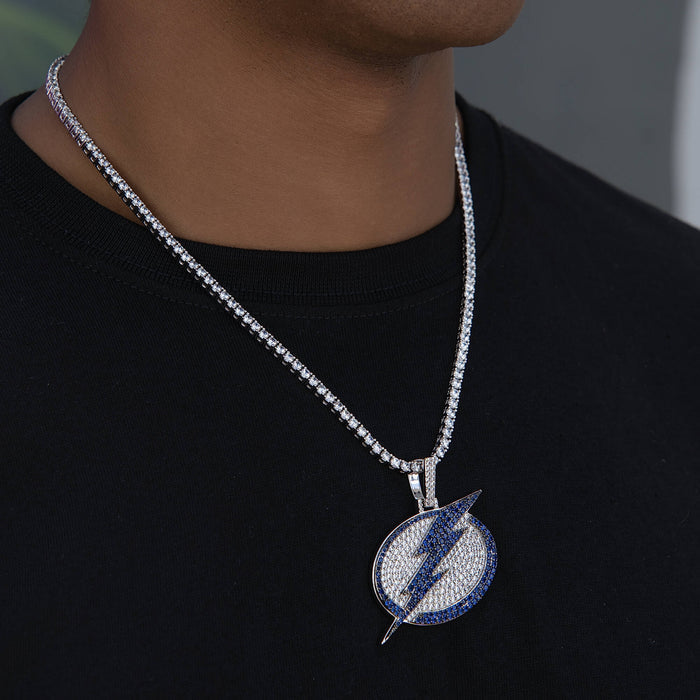 Tampa Bay Lightning Official NHL Logo Pendant in White Gold