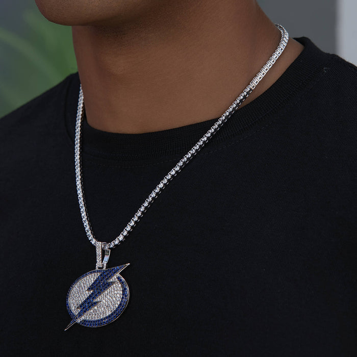 Tampa Bay Lightning Official NHL Logo Pendant in White Gold