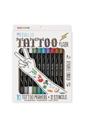 Colorful package of tattoo markers on white background
