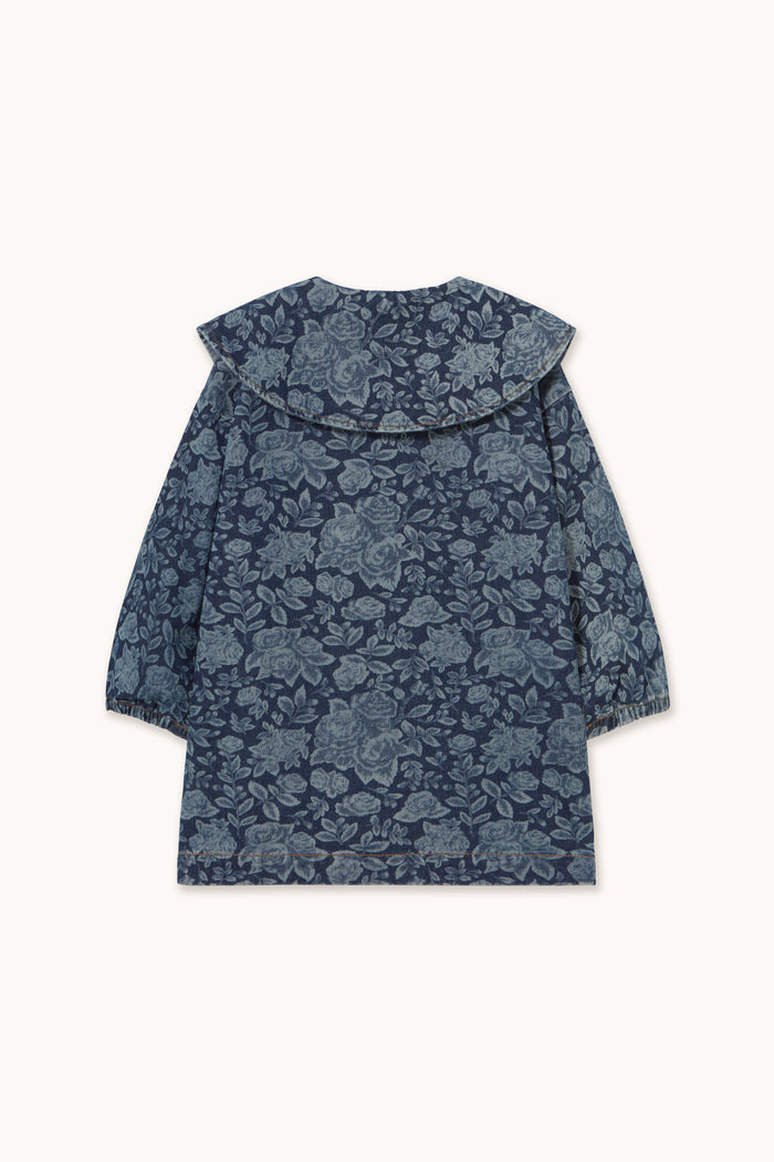 Tonal Roses Denim Dress