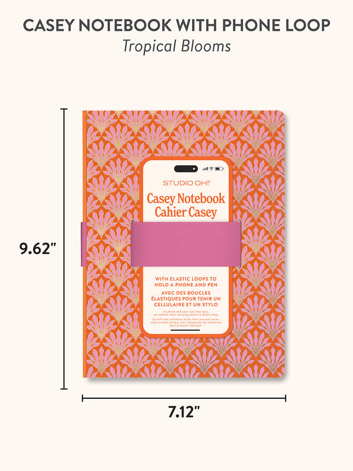 Tropical Blooms Casey Notebook with Phone Loop
