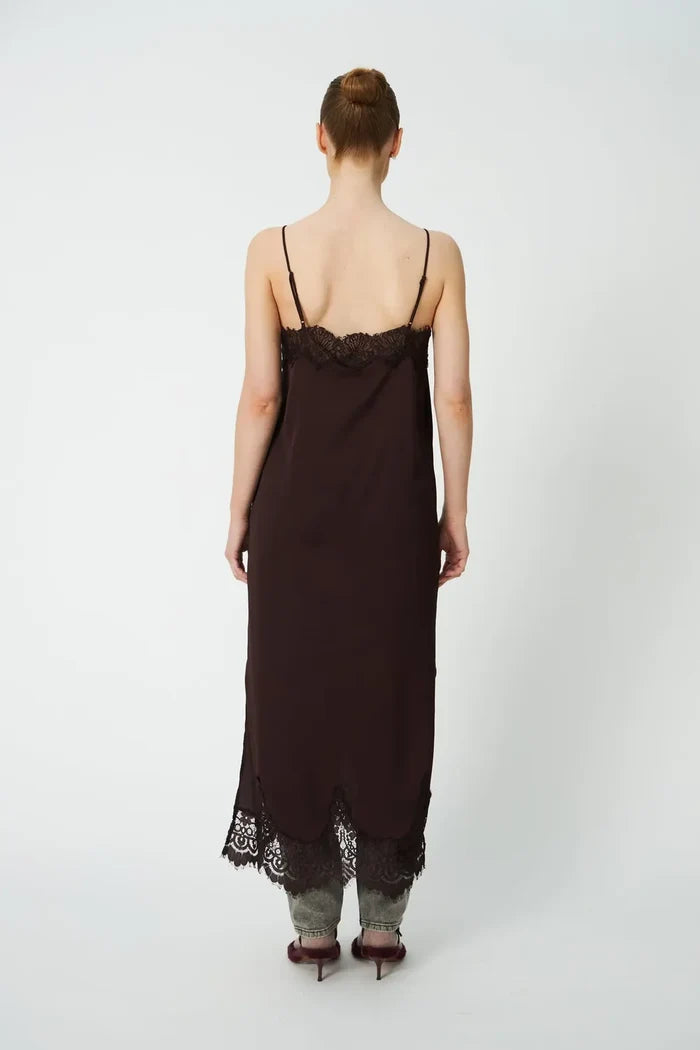Underlayer Lace Dress (Dark Brown)