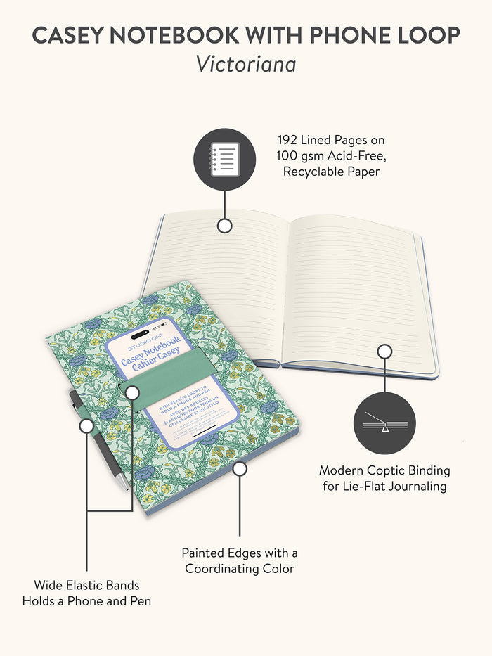 Victoriana Casey Notebook with Phone Loop
