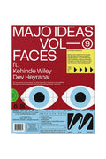 Book cover with text 'MAJO IDEAS VOL. 1 FACES' featuring eyes and a red background.