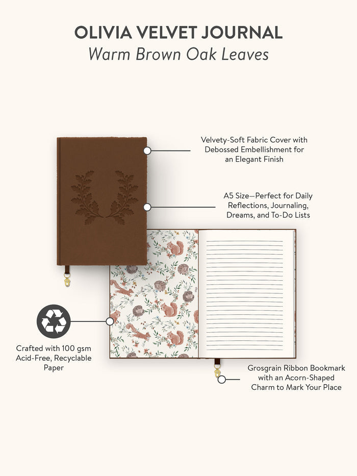 Warm Brown Oak Leaves Olivia Journal