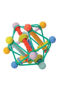 Colorful geometric toy with various textures on a white background
