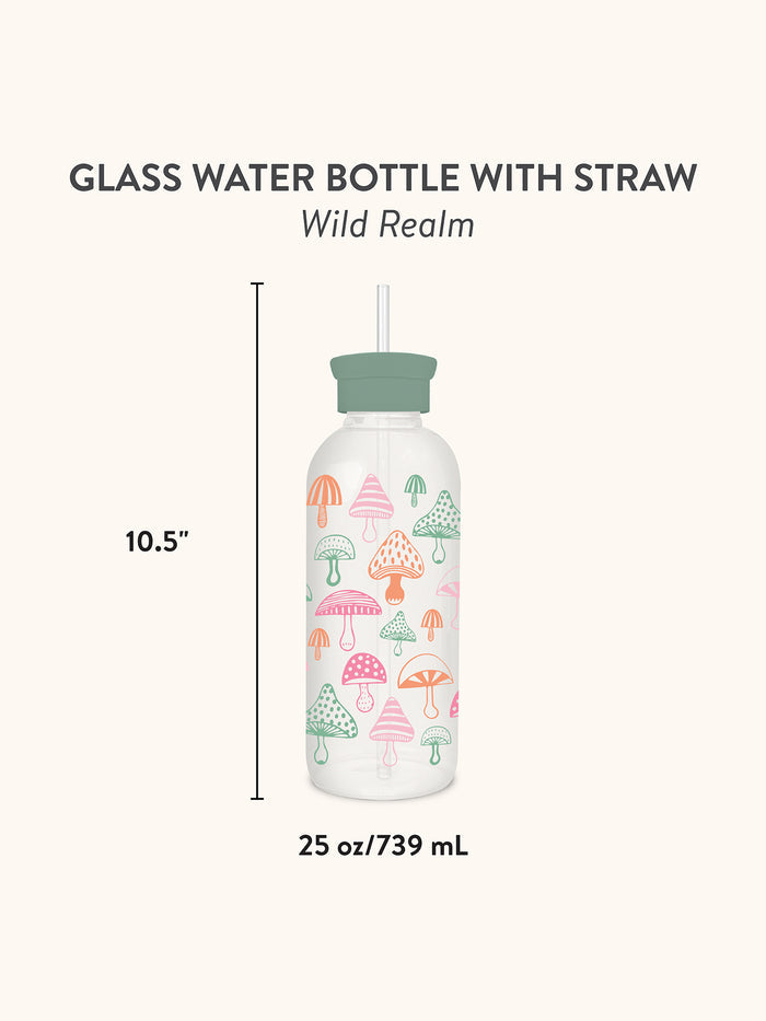Wild Realm Glass Water Bottle with Straw
