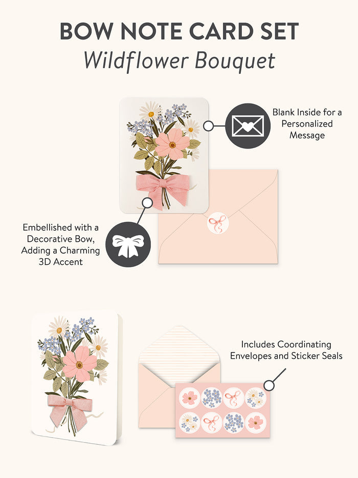 Wildflower Bouquet Bow Note Card Set
