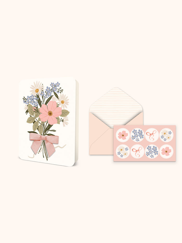 Wildflower Bouquet Bow Note Card Set