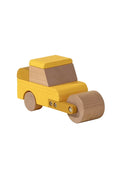 Wooden compactor truck toy on white background