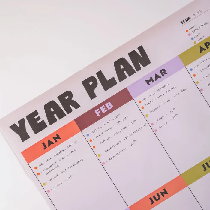 Year At A Glance Portrait Wall Planner (A1)