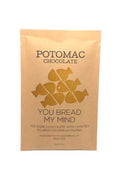 POTOMAC CHOCOLATE packaging with text and chocolate piece design on a white background